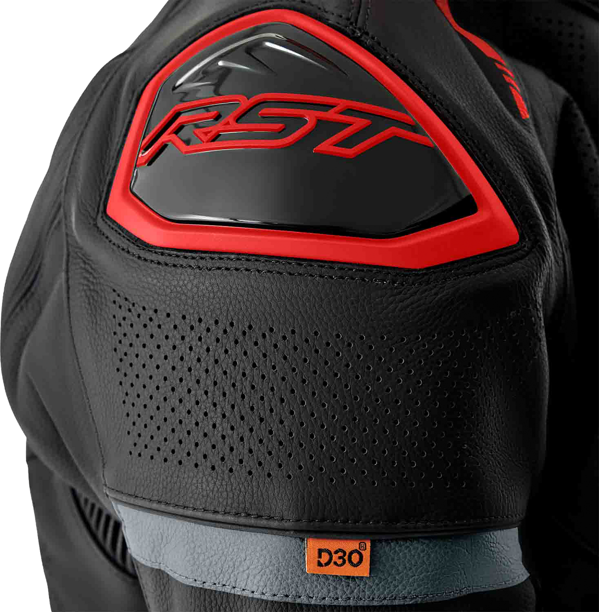 S1 D3O LEATHER JACKET BLK/GRY/RED XL
