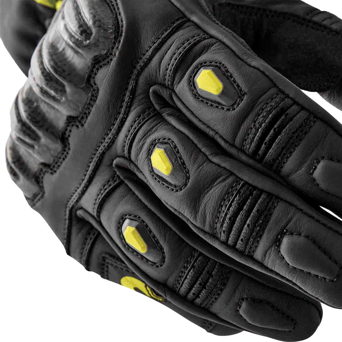 S1 GLOVE BLK/FLO-YEL LEATHER LG