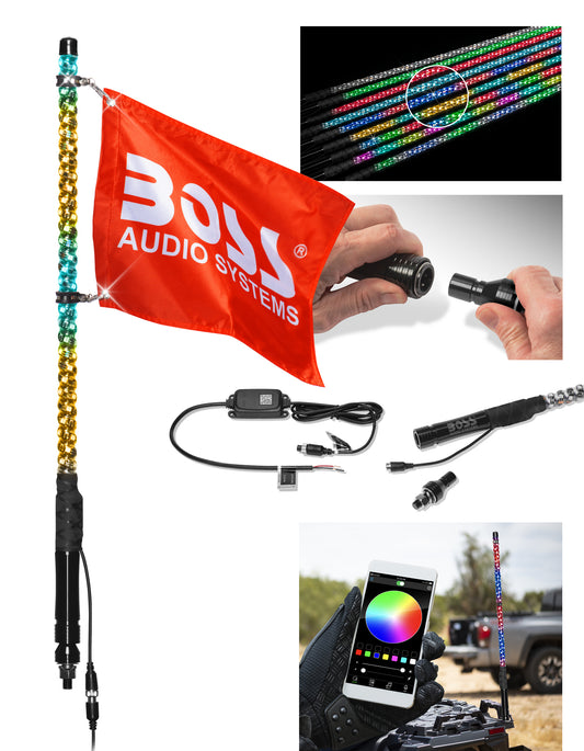 2' RGB LED WHIP W/ BLUETOOTH CONTROLLER