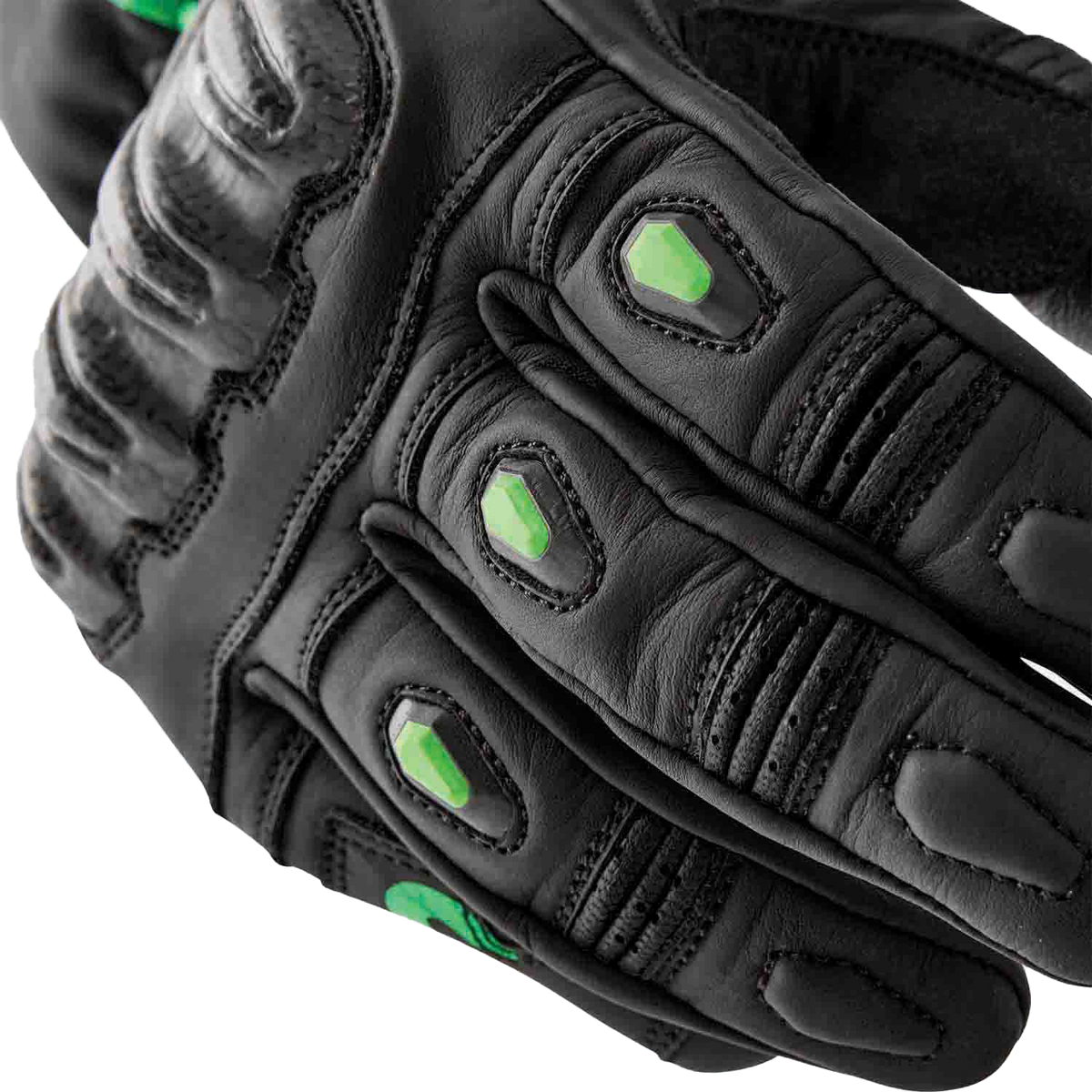 S1 GLOVE BLK/FLO-GREEN LEATHER LG
