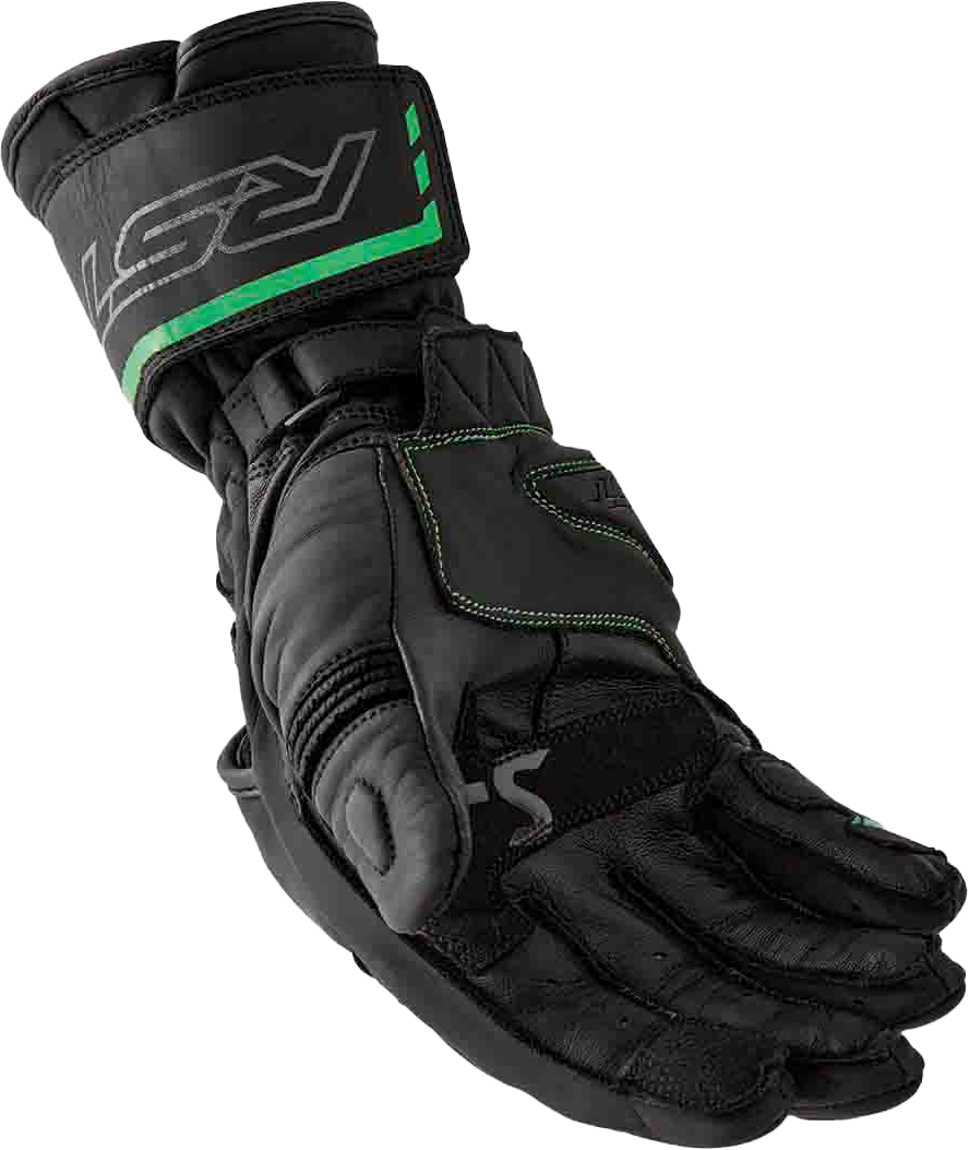 S1 GLOVE BLK/FLO-GREEN LEATHER LG