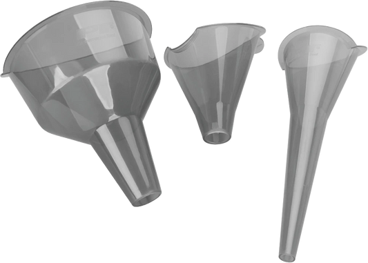 3 PC. CLEAR VIEW FUNNELS 1/2 PT & 1 QT