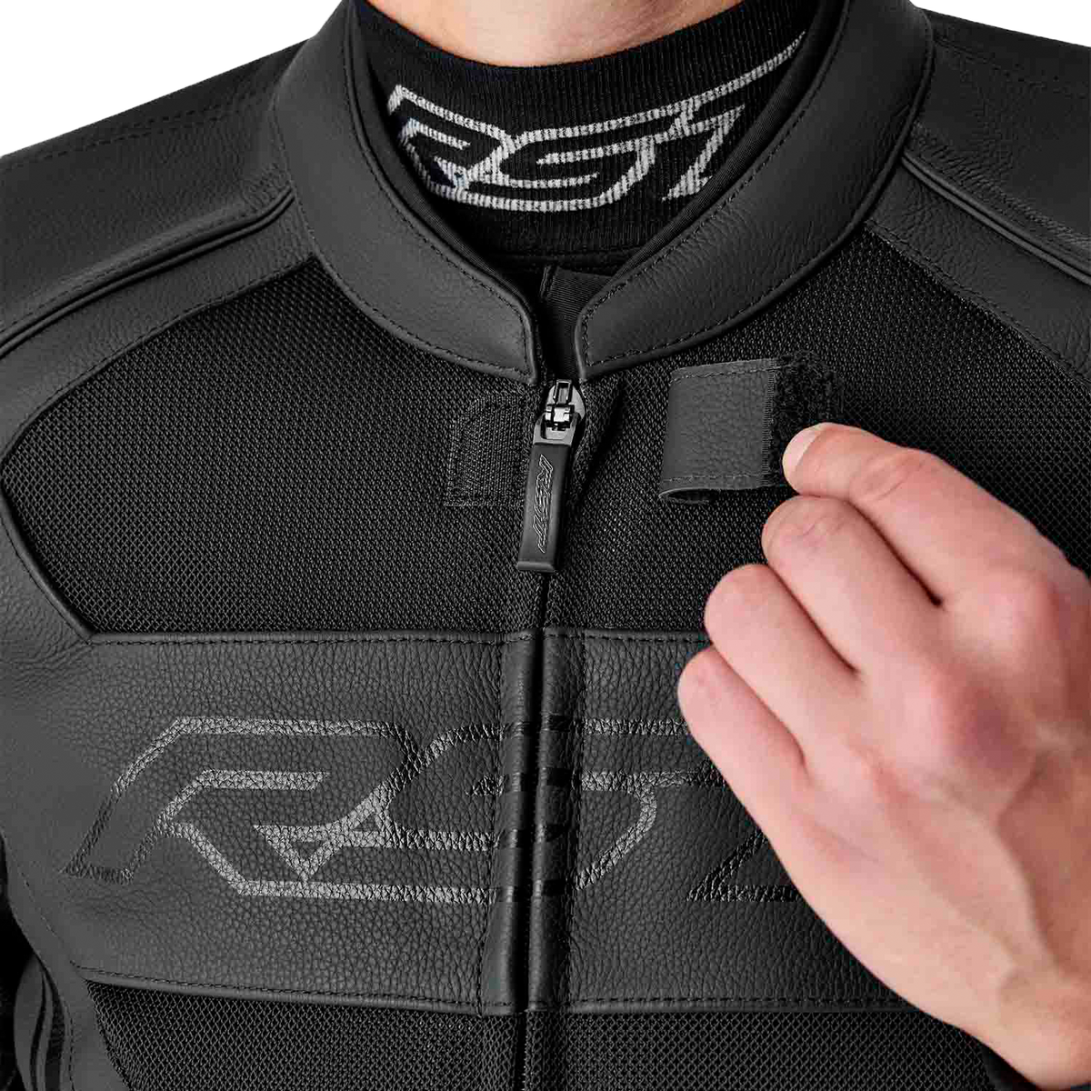 S1 D3O MESH LEATHER JACKET BLACK LG