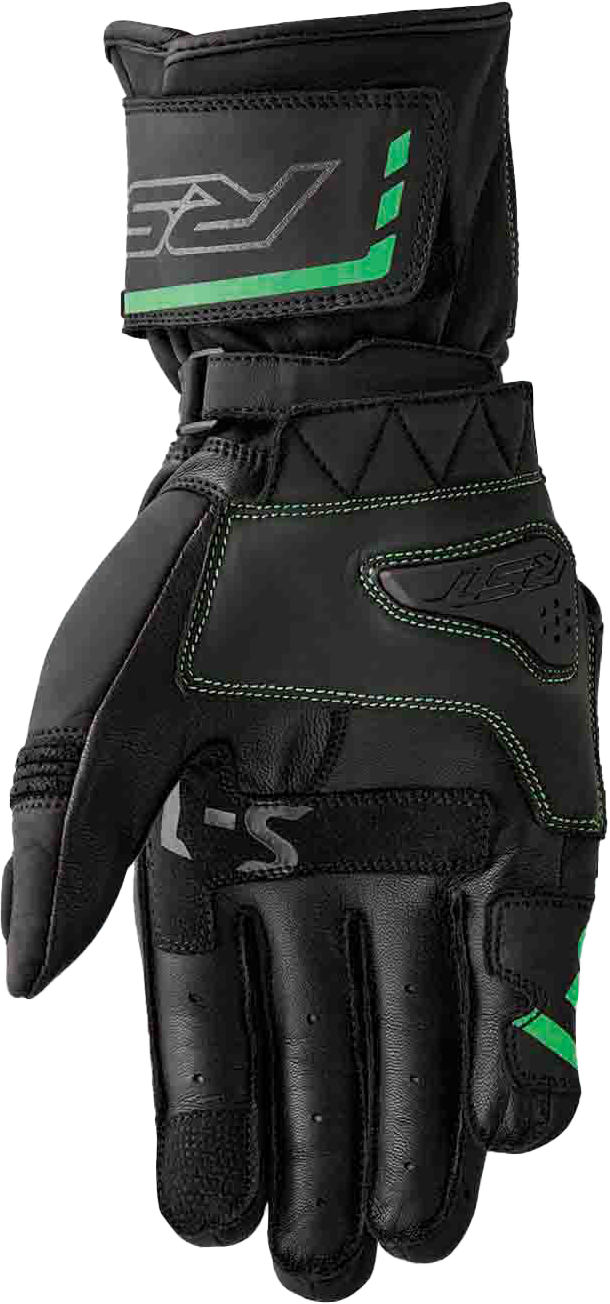 S1 GLOVE BLK/FLO-GREEN LEATHER LG