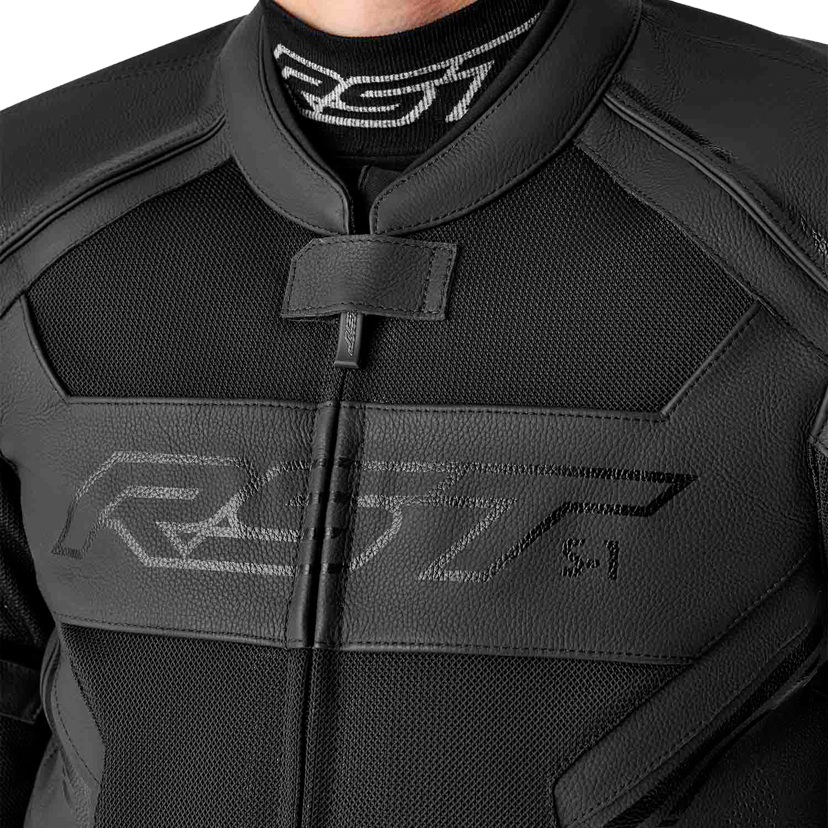 S1 D3O MESH LEATHER JACKET BLACK MD