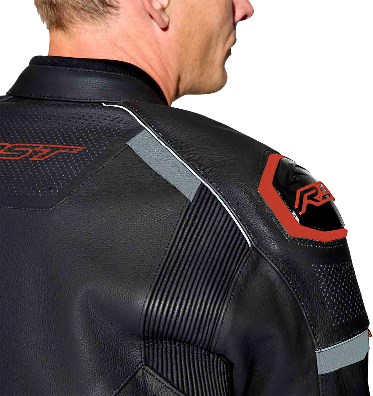 S1 D3O LEATHER JACKET BLK/GRY/RED XL