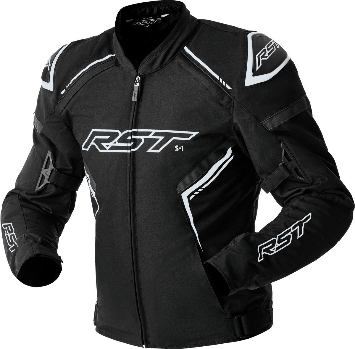 S1 D3O TEXTILE JACKET BLACK/WHITE LG